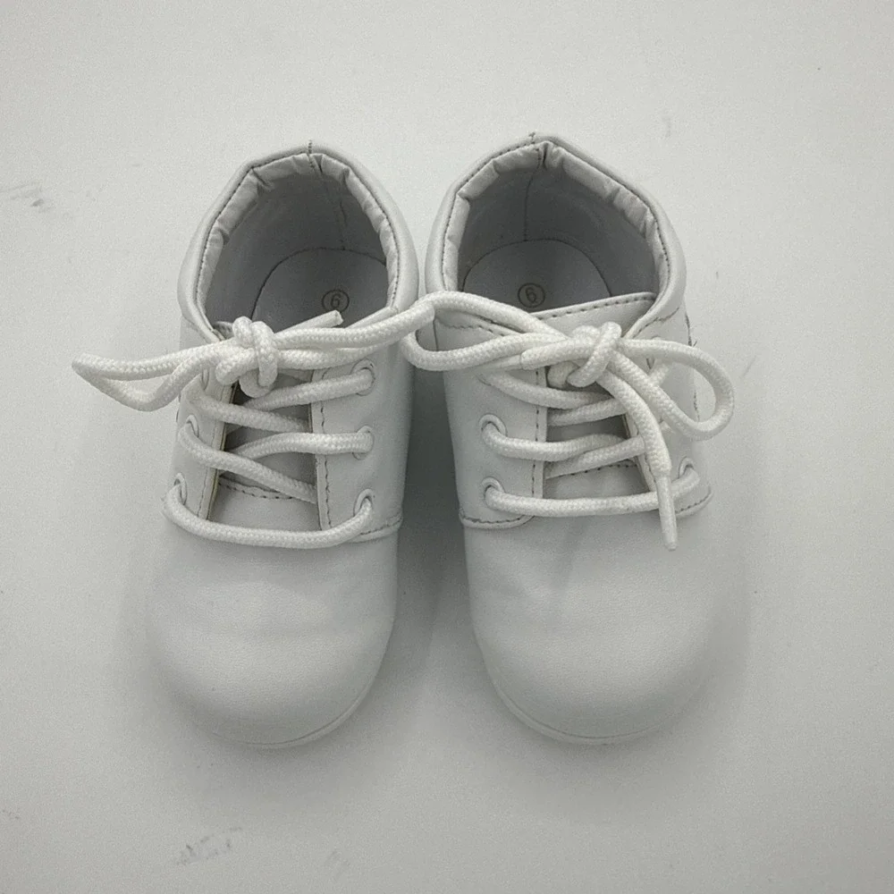 Algeria Kids Classic White Leather Lace Up Shoes Christening Dress Shoes Sz 6